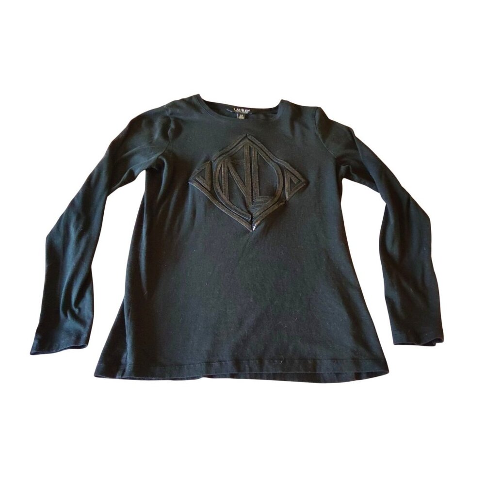Lauren Ralph Lauren Black Label Women's Small Logo Long Sleeve Crewneck Shirt